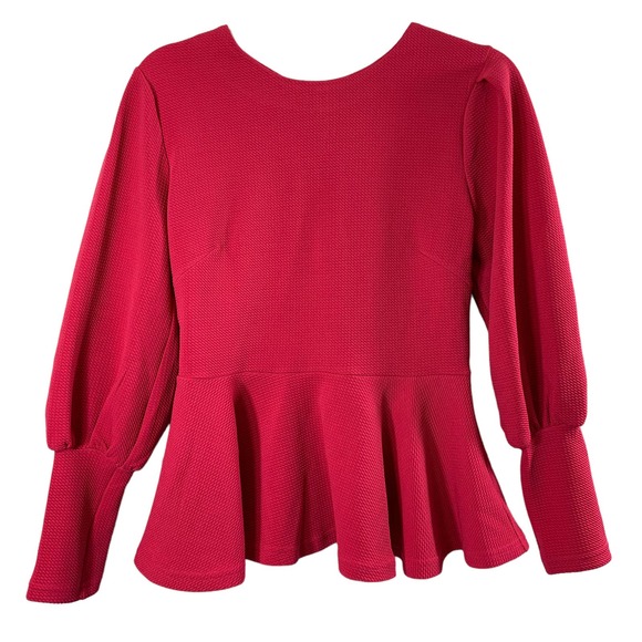 Favlux‎ Fashion Top Womens Medium Flare Hem Skater Fuchsia Pink Long Sleeve - Picture 1 of 12